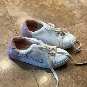 Bebe White and Blush Casual Sneakers